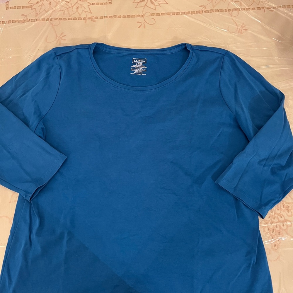 L.L. Bean Women's Pima Cotton 3/4 Sleeve Top - Royal Blue